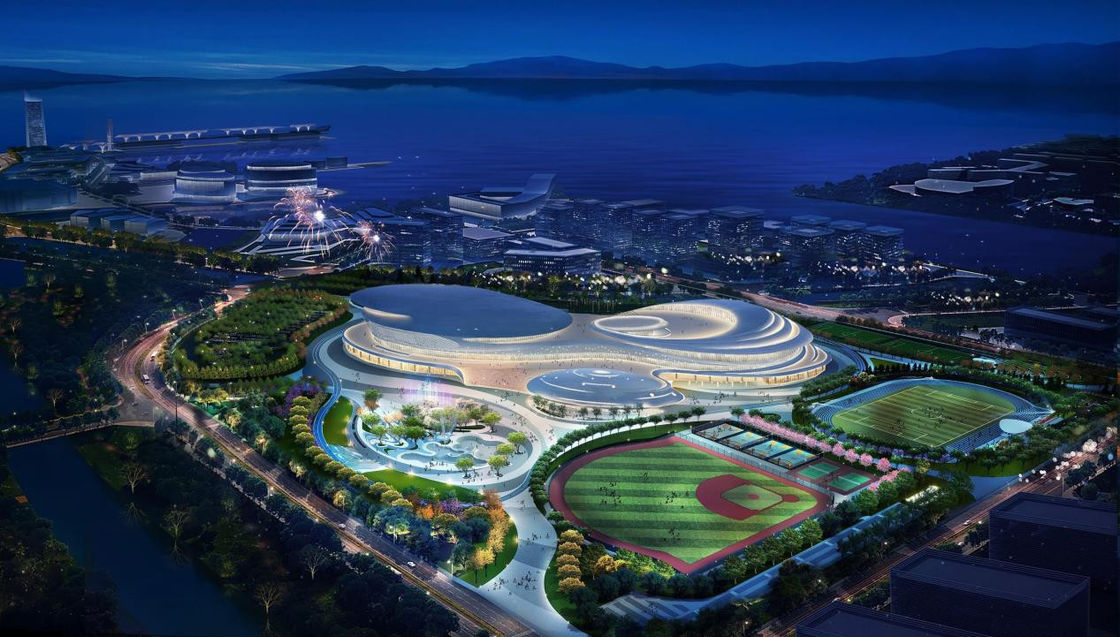 Bangunan Komersial Prefab Ringan Dan Berat Besar Span Besar / Kecil Span Struktur Baja Gym Desain Prefab Gym